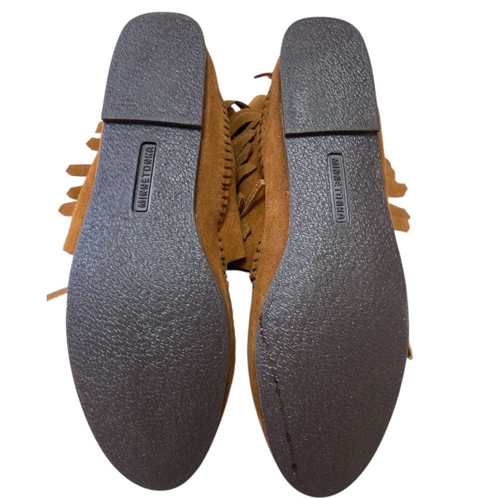 Minnetonka Chestnut Suede Fringe Moccasin Ankle Boots - Picture 3 of 8